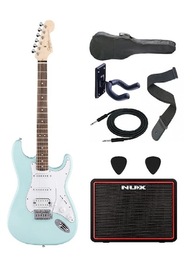 Squier Debut Stratocaster Hss Daphne Blue Elektro Gitar Seti Nu
