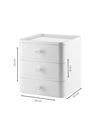 3 Çekmeceli Takı Ve Makyaj Kutusu 20 X 20 X 24 Cm Çok Renkli
