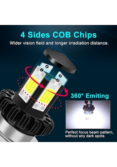 Ganzhoushop Suntek Motosiklet Motosiklet Lo Led Işın Hi Far Beyaz Ba20d Ampülleri 6000k Eg Beyaz