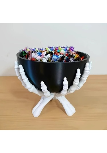 Gateesat Beyaz 3d Baskılı Kafatası Kase Tutucu - Dekor, Şekerlik Beyaz