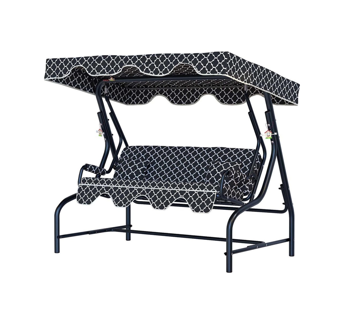 Yekta Bahçe Salıncağı 3 Kişilik Gölgelikli Salıncak 200 Cm Karaburun Siyah