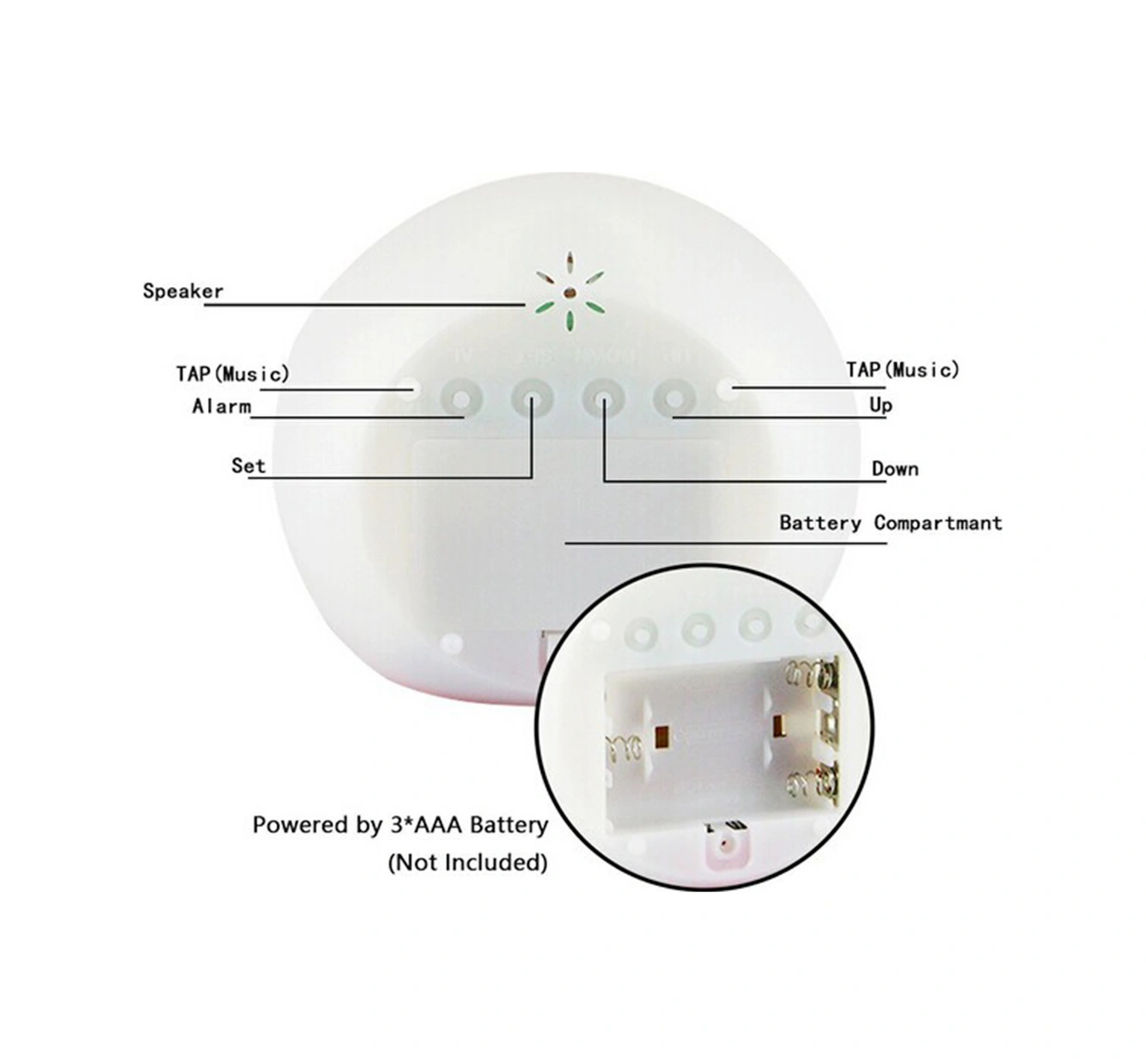 Youtek Mavi 7 Renkli Işıklı Led Masaj Saati - Doğal Sesli Alarm, Saat/tarih/sıcaklık Göstergeli, Çocuk Dost Abs Malzeme Pil Dahil Değil Mavi