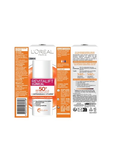 L'Oréal Paris Revitalift Clinical Leke Karşıtı Güneş Koruyucu Yüz Kremi SPF50+ 2 x 50 ML