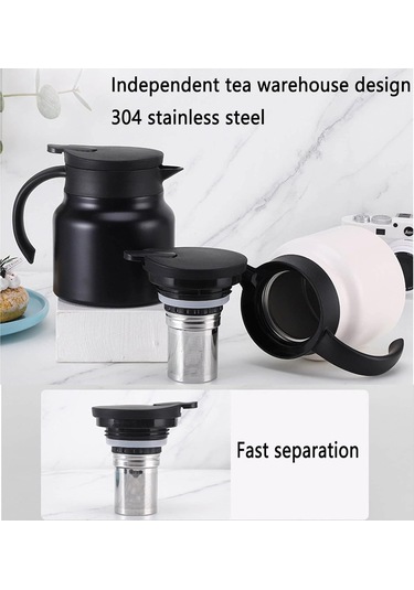 Erkek Su Şişesi Su Şişeleri Paslanmaz Çelik Yetişkin Termos Matara Yalıtımlı Şişeler Vakumlu Mataralar Filtreli Kahve Ev Büyük Kapasiteli Taşınabilir Hediye Siyah 1000ml