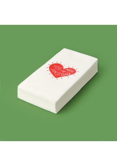 Evidea Kitchen 20'li Sushine Kalp Desen Peçete - Kırmızı / Beyaz - 16x8 Cm