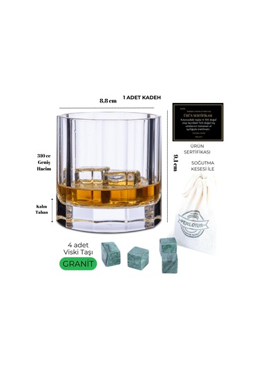 Perlotus 310 Cc Churchill Nude Kristal Viski Bardağı Tek 1 Adet Viski Taşı Hediyeli