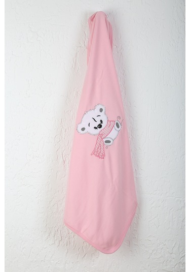 %100 Pamuklu Yenidoğan Çift Katlı Penye Bebek Battaniyesi Pembe