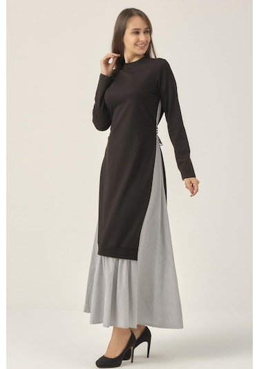 Kadın Siyah Toka Detaylı Maxi Boy Elbise Dm91006 Siyah