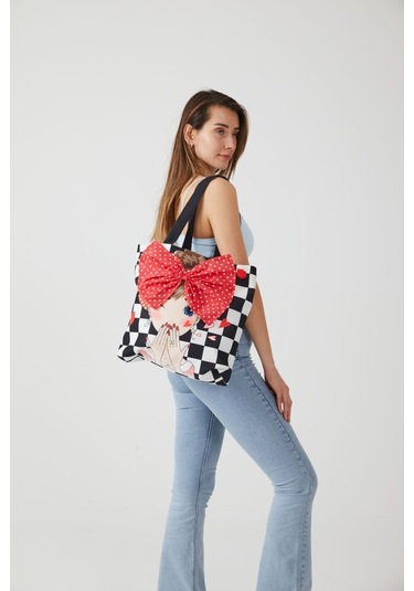 Popart Dama Desen Bez Plaj Alışveriş Çantası Çok Renkli