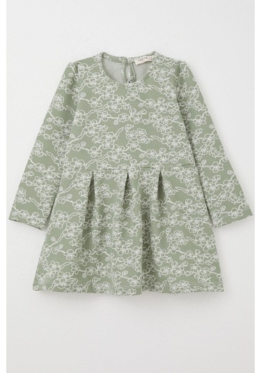 Breeze Kız Çocuk Uzun Kollu Elbise Çiçek Desenli 1.5-5 Yaş, Mint Yeşili Mint Yeşili