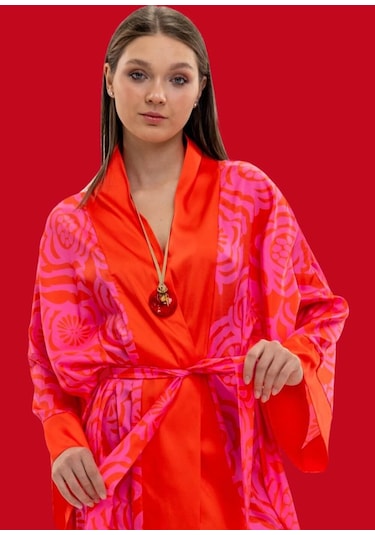 Mayovera Kimono - Dinamik Pembe Tasarım Pembe
