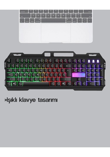 Rgb Işıklı Klavye Mouse Seti Türkçe Q, Ayarlanabilir Dpi, Ergonomik Dayanıklı Tasarım