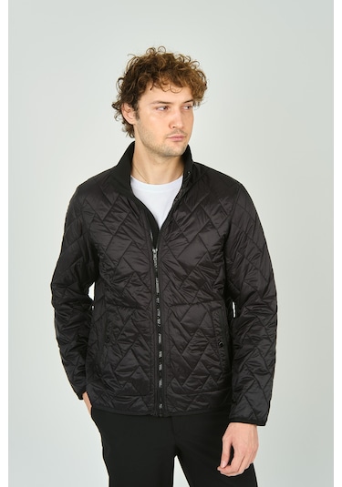 Allegro Erkek Dik Yaka Fermuarlı Cep Detaylı Kapitone Mont 4355 Siyah Siyah