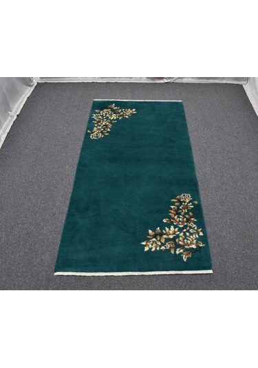Zehra Abla Halı Yeni El Dokuma Nadir Tek Renk Zümrüt Yeşili Burdur Çiçekli 2m2 Yün Halı 5826 Renkli