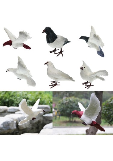 Suntek Yapay Tüylü Güvercin Kuş Yard Heykelcik Dekor Kuş 1
