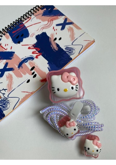 Iphone 18w/20w Uyumlu Şarj Kablosu Ucu Ve Şarj Başlığı Kılıfı Hello Kitty