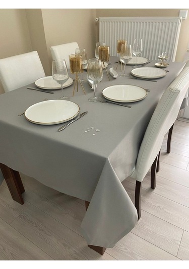 Sıvı Geçirmez Dertsiz Masa Örtüsü Gri