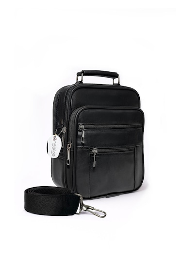 Westbag Erkek Çelik Kasalı Hakiki Deri El Ve Omuz Çantası Ayarlanabilir Askılı Küçük Boy Siyah