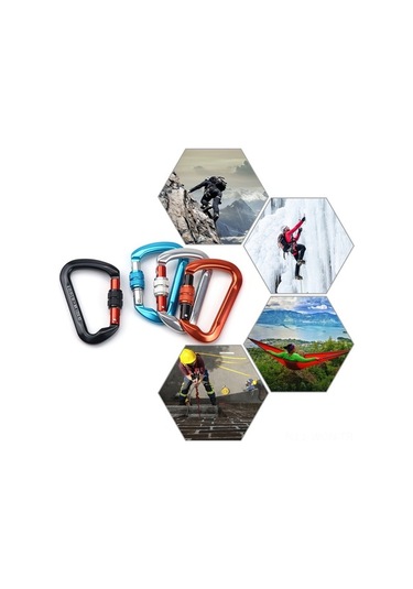 Besthome1 30kn Otomatik Kilitli D-shape Karabina, Dayanıklı Alüminyum Kamp, Tırmanış, Asılı Yataklar İçin