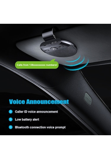 Leezsing Araç Bluetooth Hoparlörü - Güvenli Sürüş, Çift Telefon Bağlantısı, Otomatik Açma/kapama, 10 Saat Konuşma Süresi