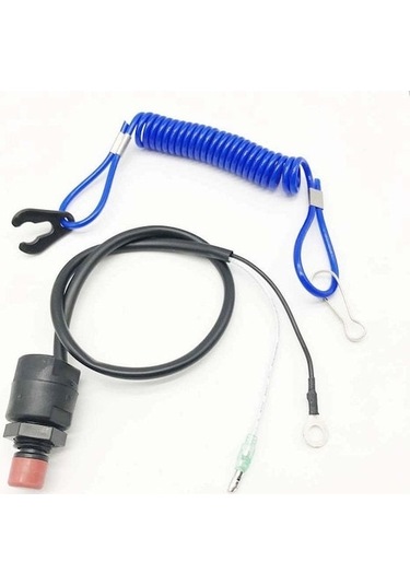 Pazly Yamaha Deniz Motorları İçin Acil Durdurma Butonlu Mavi Kordonlu Emniyet Anahtarı