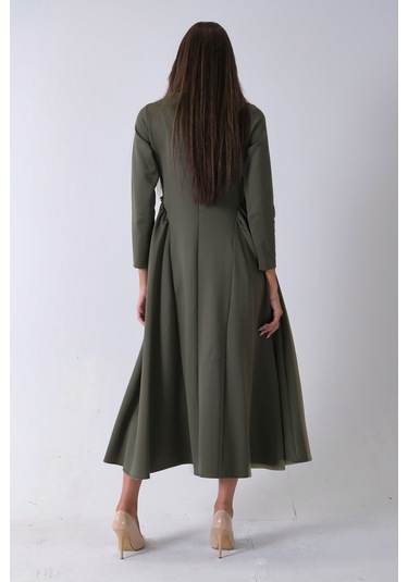 Feminist Haki Bisiklet Yaka Scuba Tesettür Elbise 4593445.23 Haki
