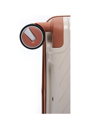 Elatae Exclusive Pro Polipropilen Kırılmaz 3'lü Valiz Seti Büyük - Orta Boy Ve Makyaj Çantası Bej - Camel 5239 Bej - Camel