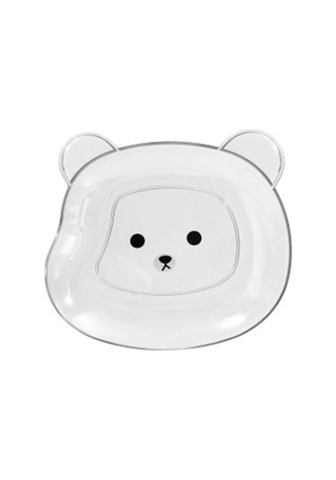 Şeffaf Atıştırmalık Tabağı Sevimli Ayı Deseni   İstiflenebilir Yuvarlak Kenarlar Çok Amaçlı Plastik Yerden Tasarruflu