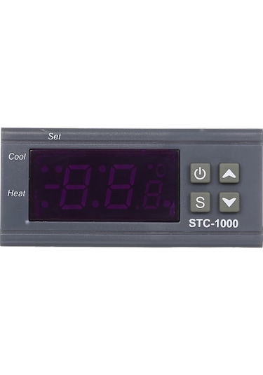 Stc-1000 Dijital Sıcaklık Kontrol Cihazı Isıtma Soğutma Santigrat Termostat 2 Röle Çıkışı Sensörlü Gri