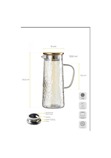 Sante Luster Cam Büyüsü Filtre Kapaklı Sürahi 1300ml