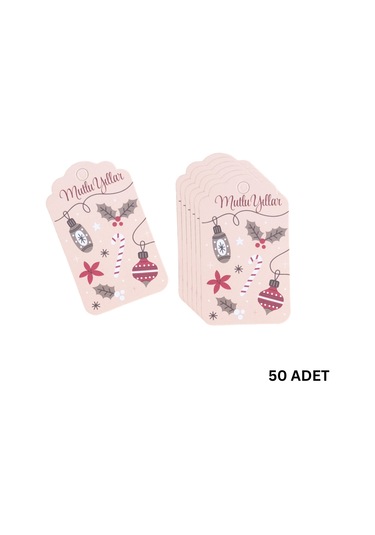 Yılbaşı Mutlu Yıllar Yazılı Hediye Etiketi, Yeniyıl Kokina Temalı