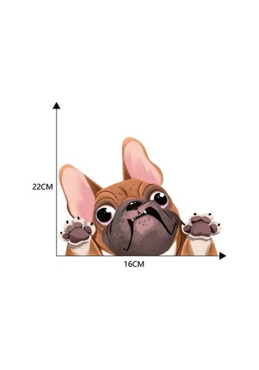 1 Adet Köpek Araba Sticker Komik Yüz Büyük Kulaklar Ve Gözler Pug Köpek Sticker Araba Arka Pencere Duvar Kapı Dizüstü Bilgisayar 8.7 6.3in Sarı