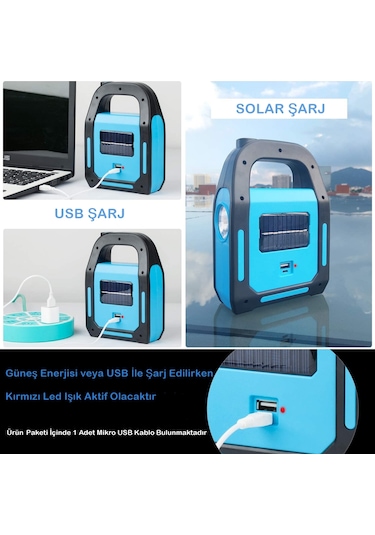 Solar Şarjlı Ve Güneş Enerjili Işıldak Çok Renkli