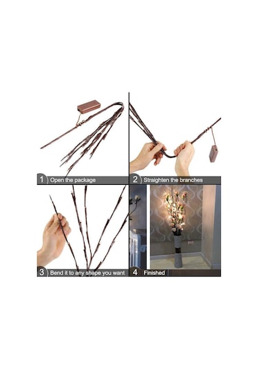 Led Söğüt Şube Lamba Çiçek Işıklar Ampuller Noel Partisi Bahçe Masası Dekorasyon Işık Sıcak Beyaz