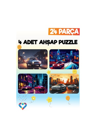 Ahşap Çocuk Puzzle 24 Parça 4 Adet-4