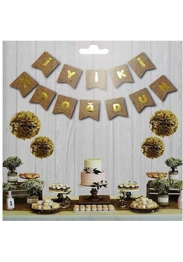 Kraft Gold Iyi Ki Doğdun Yaldızlı Banner