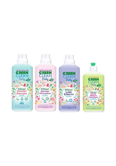 Green Clean Baby Biberon Temizleyici 500 ML + Çamaşır Deterjanı + Yumuşatıcı + Leke Çıkarıcı 1 L