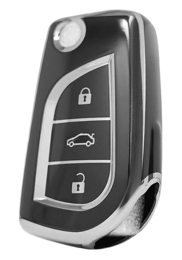 Toyota Corolla Auris Yaris Verso Avensis Aygo Hilux 3 Buton Nano Anahtar Kılıfı Siyah Gümüş