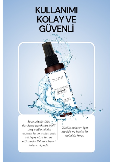 Maru Hacim Veren Deniz Tuzu Saç Saç Sprey 100 ML