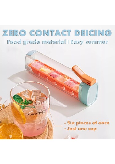 Padalink 6 Hücreli El Çekmeli Buzluk - Ev Kullanıma Uygun, Gıda Grubu Pc+pp Malzeme, Spill-engel Kapaklı, Tek Tıklamayla Buz Çıkarımı, Turuncu 1 Adet Çok Renkli