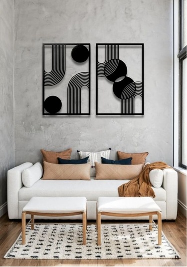 Bohem Stil Minimalist 2 Li Metal Duvar Dekoru Seti