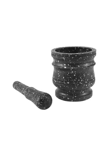 Granit Desenli Havanda Seti Taş Ot Baharat Öğütücü Katı Öğütücü Siyah