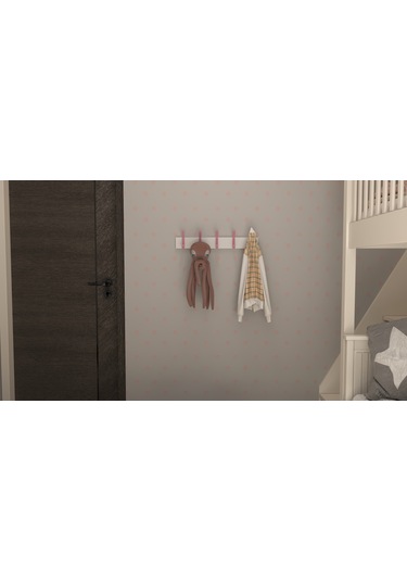 Hepsi3boyutlu Modern Duvar Kapı Askılık - 5 Adet Pembe Askılık Pembe