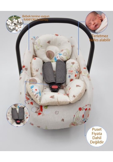 Mordesing Bebek Puset Minderi ve Çarşaf 2'li Set Animal Serisi Beyaz