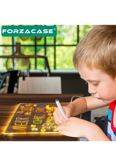 Neon Led Işıklı 20x30 Cm Yazı Çizim Tahtası + Stant + Kalem Fc994