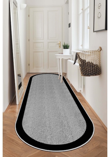 West Home Makinede Yıkanabilir Kaymaz Taban Leke Tutmaz Oval Modern Yolluk Ev Dekorasyonu İçin Gri Kesme Yolluk Wh445 Grey Oval Yolluk