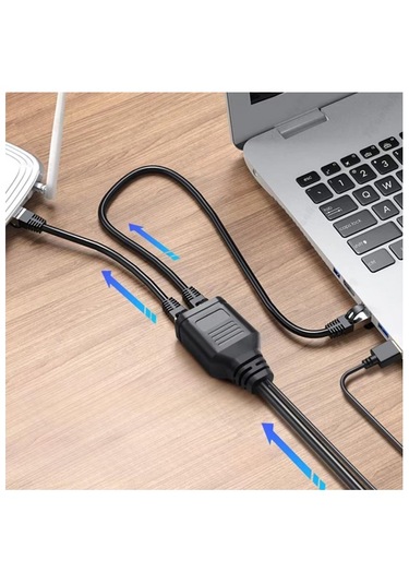 Gigabit Destekli 1x2 Port Rj45 Usb Güç Ethernet Switch Splitter