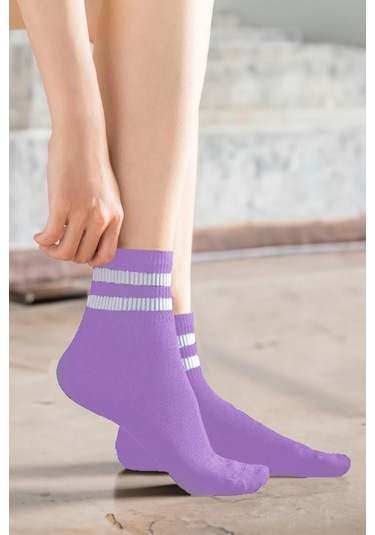 Çizgili Tenis Çorabı Kolej Çorap Unisex 2 Adet 001