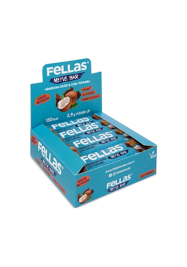 Fellas Meyve Bar - Chia ve Hindistan Cevizi 12 x 40 G