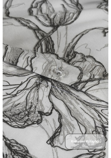 Elart Line Art Nevresim Takımı Çift Kişilik Lastikli Çarşaf 200x220 Cm Renksiz